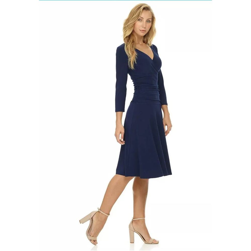 Rekucci Women's Slimming 3/4 Sleeve Fit-and-Flare Tummy Control Dress - Picture 2 of 6